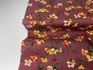 Poplin - varm lilla med fine blomster